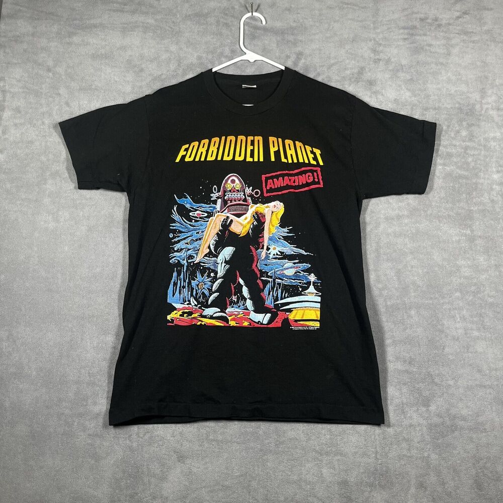 Vintage Fruit Of The Loom T-Shirt Unisex L Black Graphic Print Forbidden Planet